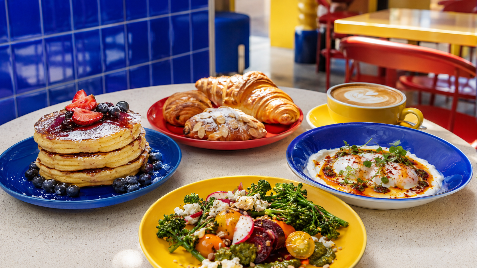 A colourful Sunday Table brunch spread